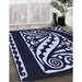 Patterned Night Blue Rug in Family Room, pat208blu