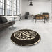 Round Patterned Camel Brown Rug in a Office, pat208brn