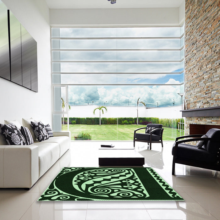 Square Patterned Black Rug in a Living Room, pat208grn