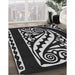 Patterned Black Rug in Family Room, pat208gry