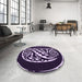 Round Patterned Deep Purple Rug in a Office, pat208pur