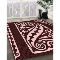 Patterned Chocolate Brown Rug, pat208rd