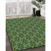 Patterned Green Rug in Family Room, pat2080grn