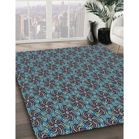 Patterned Medium Aqua Marine Green Rug, pat2080lblu