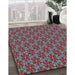 Patterned Rosy Brown Pink Novelty Rug in Family Room, pat2080