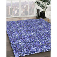 Patterned Denim Blue Rug, pat2081blu