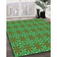 Patterned Lime Green Rug, pat2081grn