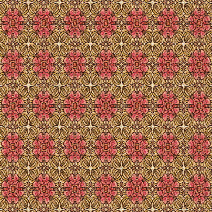 Round Patterned Orange Rug, pat2081org