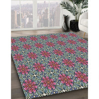 Patterned Dark Gray Novelty Rug, pat2081