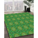 Patterned Deep Emerald Green Rug in Family Room, pat2082grn