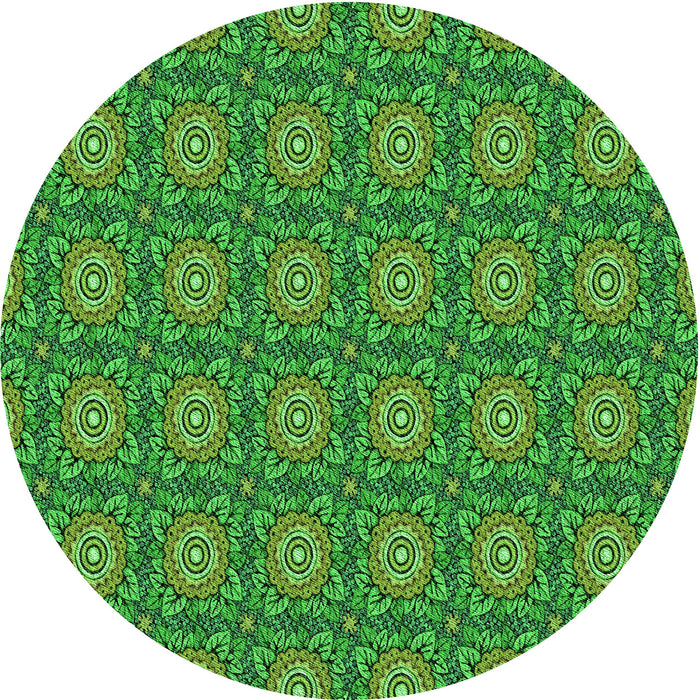 Square Machine Washable Transitional Deep Emerald Green Rug in a Living Room, wshpat2082grn