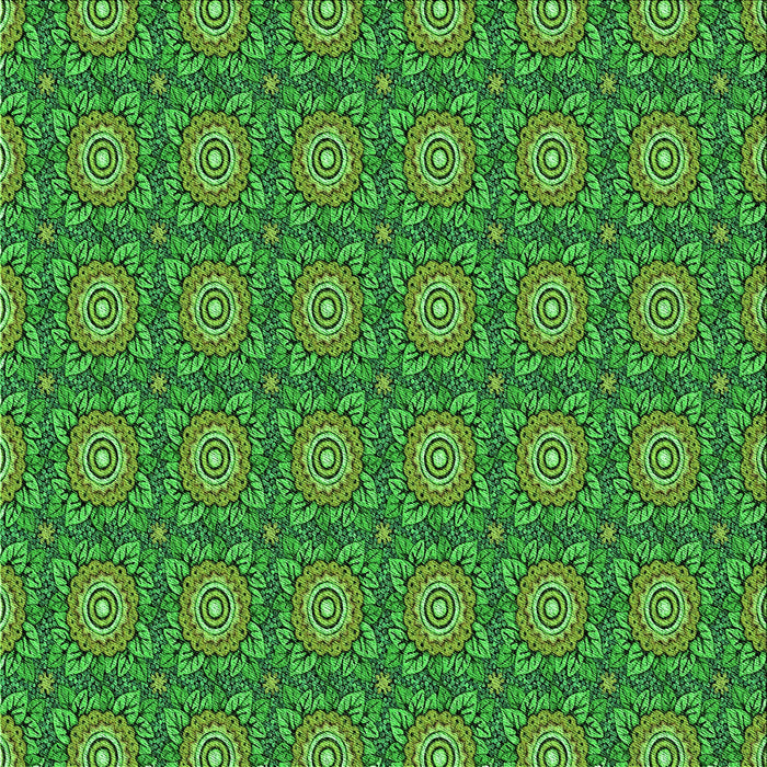 Round Patterned Deep Emerald Green Rug, pat2082grn