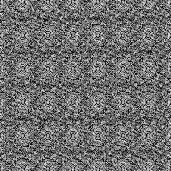 Round Patterned Black Rug, pat2082gry