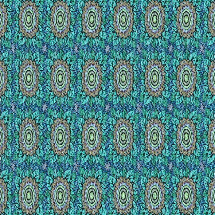 Patterned Turquoise Green Rug, pat2082lblu