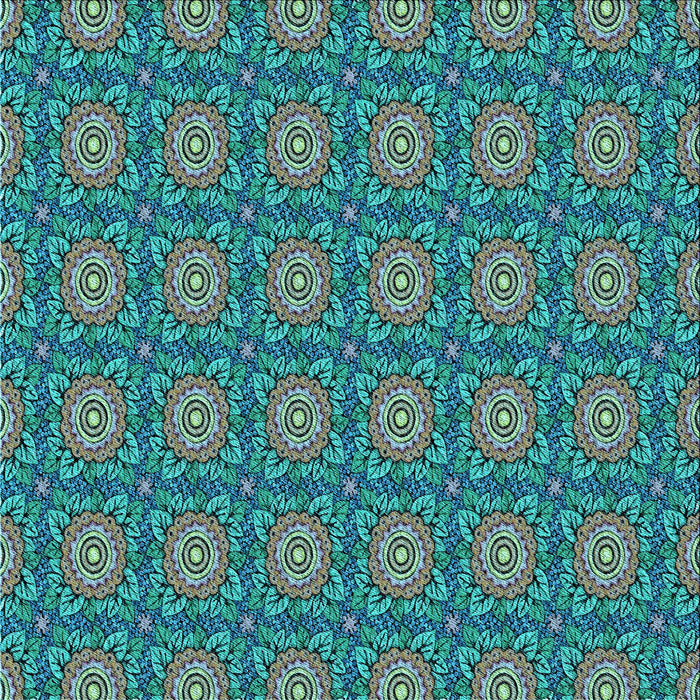 Round Machine Washable Transitional Turquoise Green Rug, wshpat2082lblu