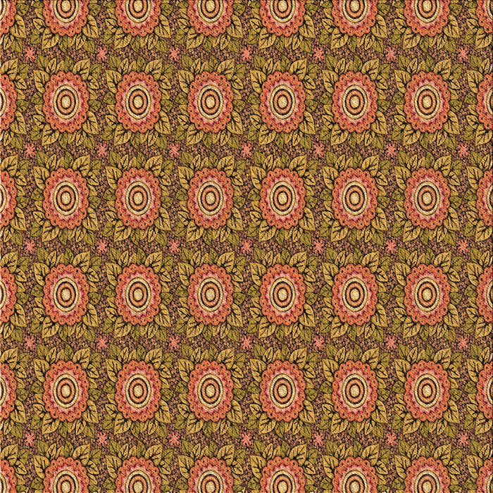 Round Patterned Red Brown Rug, pat2082org