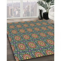 Patterned Mocha Brown Novelty Rug, pat2082