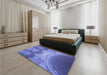 Patterned Sky Blue Rug in a Bedroom, pat2083blu