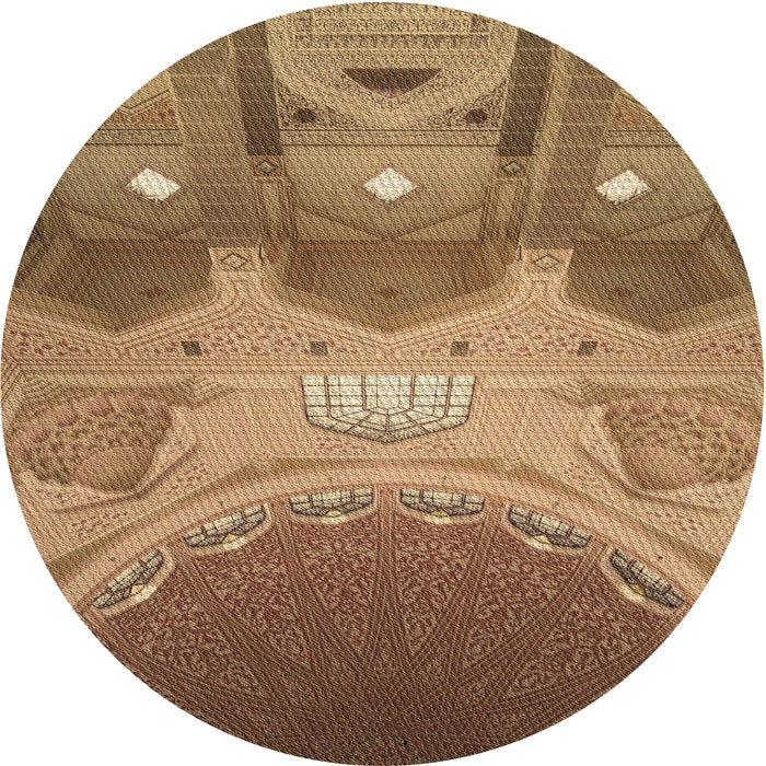 Square Patterned Saddle Brown Rug, pat2083brn