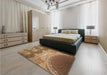 Patterned Saddle Brown Rug in a Bedroom, pat2083brn