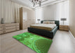 Patterned Neon Green Rug in a Bedroom, pat2083grn