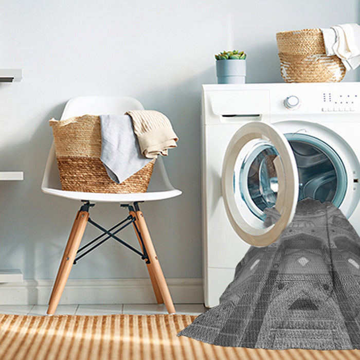 Machine Washable Transitional Grey Gray Rug in a Washing Machine, wshpat2083gry