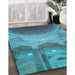 Patterned Bright Turquoise Blue Rug in Family Room, pat2083lblu