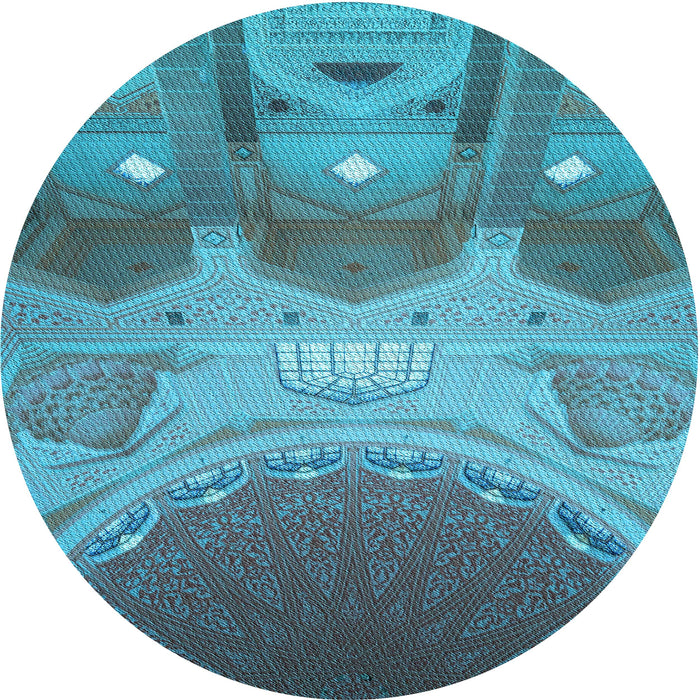 Square Machine Washable Transitional Bright Turquoise Blue Rug in a Living Room, wshpat2083lblu