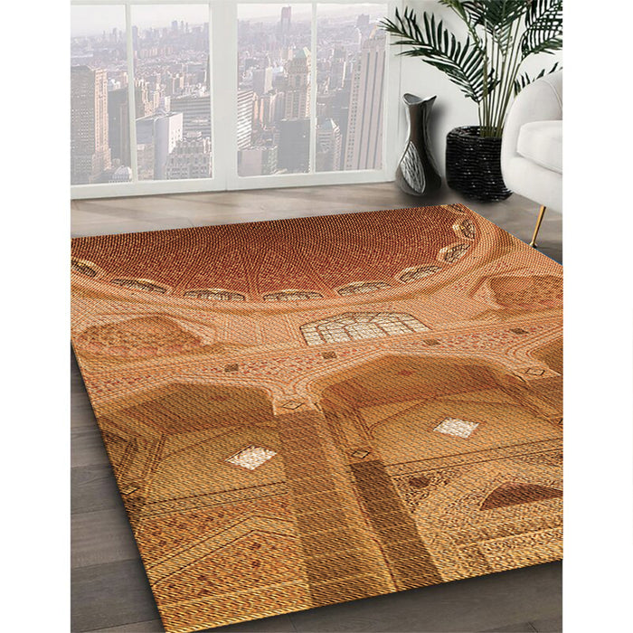 Machine Washable Transitional Orange Rug in a Family Room, wshpat2083org