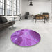 Round Patterned Purple Rug in a Office, pat2083pur