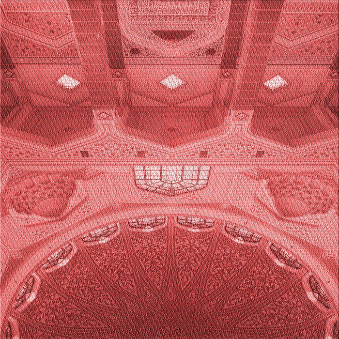 Round Patterned Red Rug, pat2083rd