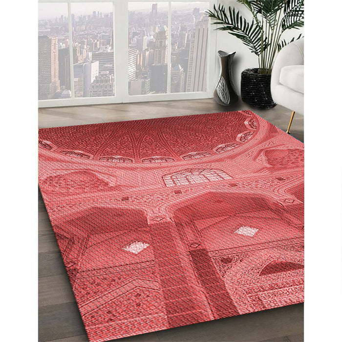 Machine Washable Transitional Red Rug in a Family Room, wshpat2083rd