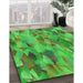 Machine Washable Transitional Dark Lime Green Rug in a Family Room, wshpat2084grn