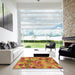 Square Patterned Red Rug in a Living Room, pat2084org