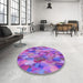 Round Patterned Purple Rug in a Office, pat2084pur