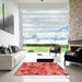 Machine Washable Transitional Red Rug in a Kitchen, wshpat2084rd