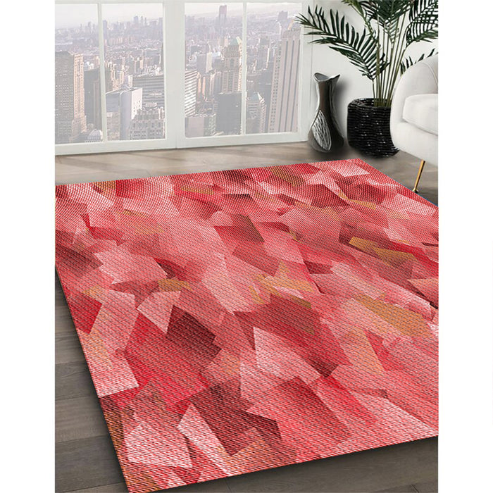 Patterned Red Rug in Family Room, pat2084rd