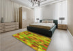 Patterned Green Rug in a Bedroom, pat2084yw