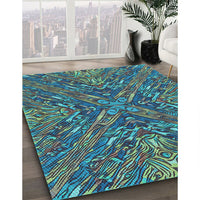 Patterned Charcoal Blue Rug, pat2085lblu