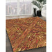 Patterned Orange Rug in Family Room, pat2085org