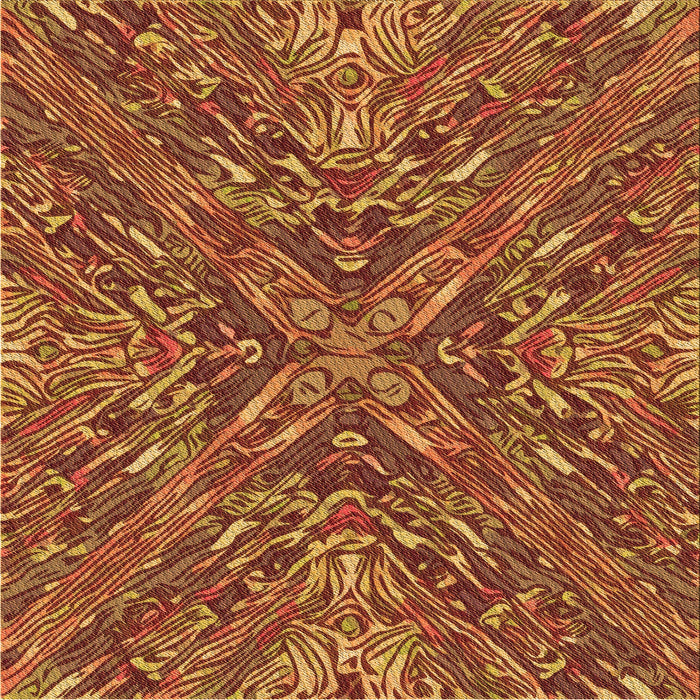 Round Patterned Orange Rug, pat2085org