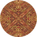 Square Patterned Orange Rug, pat2085org