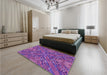 Patterned Dark Magenta Purple Rug in a Bedroom, pat2085pur