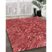 Patterned Red Rug in Family Room, pat2085rd