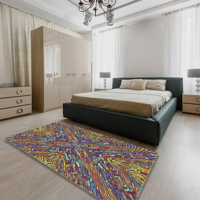 Machine Washable Transitional Green Rug in a Bedroom, wshpat2085