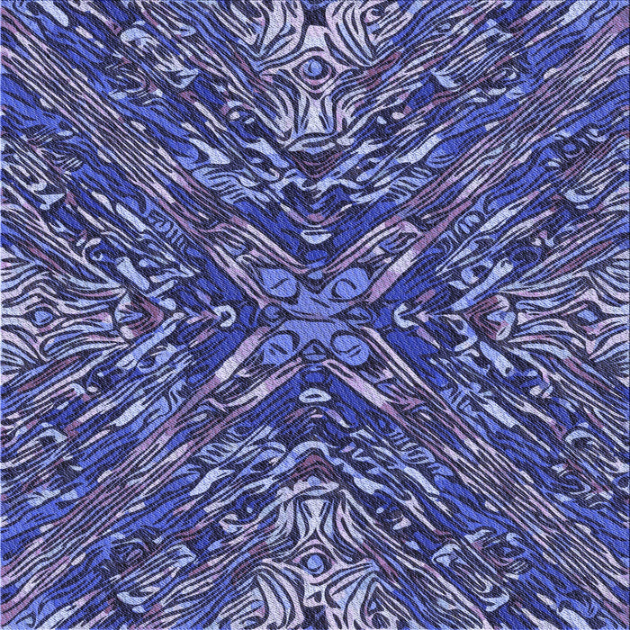 Round Patterned Blue Rug, pat2086blu