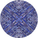 Square Patterned Blue Rug, pat2086blu