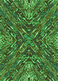 Machine Washable Transitional Dark Forest Green Rug, wshpat2086grn