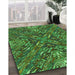 Machine Washable Transitional Dark Forest Green Rug in a Family Room, wshpat2086grn