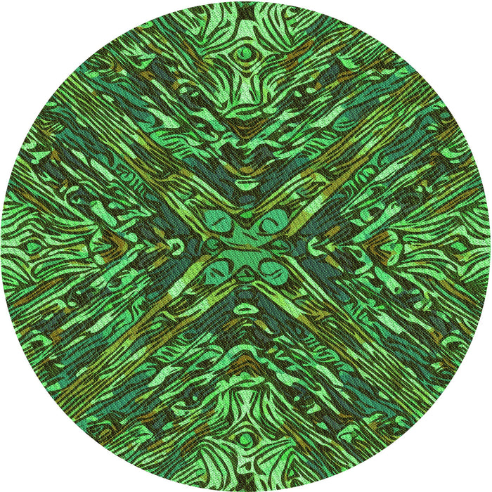 Square Machine Washable Transitional Dark Forest Green Rug in a Living Room, wshpat2086grn